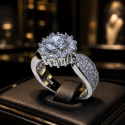 DiviJewl - Online shopping for artificial jewellery, imitation jewellery. 7 18K White Gold Plated CZ Diamond Flower Ring DIVIJEWL_RING75.8