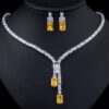 Shiny White Yellow CZ Necklace and Earrings DIVIJEWL_NECK47 2 Shiny White Yellow CZ Necklace and Earrings DIVIJEWL_NECK47