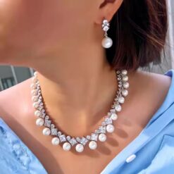 Sparkling CZ Diamond Necklace and Earrings DIVIJEWL_NECK48.1