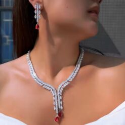 Sparking Red CZ Diamond Necklace Set DIVIJEWL_NECK50.1