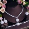 Round Shape 4pcs CZ Arabic Bridal Jewelry Set for Women 2 Round Shape 4pcs CZ Arabic Bridal Jewelry Set for Women DIVIJEWL_NECK55