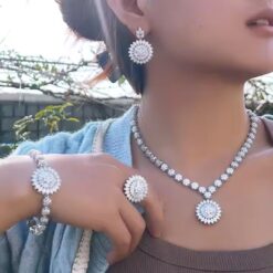 Round Shape 4pcs CZ Arabic Bridal Jewelry Set for Women DIVIJEWL_NECK55.1