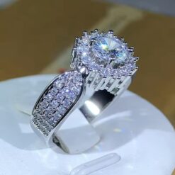 18K White Gold Plated CZ Diamond Flower Ring DIVIJEWL_RING75.4