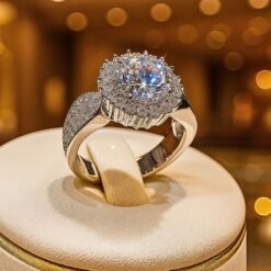 18K White Gold Plated CZ Diamond Flower Ring DIVIJEWL_RING75.6