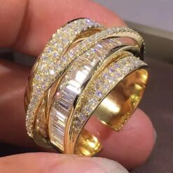 18K Gold Plated Multi Layer CZ Diamond Ring DIVIJEWL_RING77