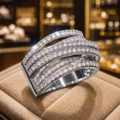 18K Plated Multi Layer CZ Diamond Ring DIVIJEWL_RING78.16