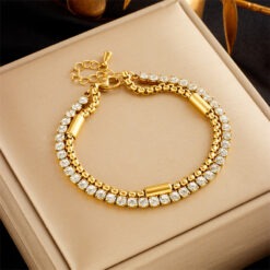 18k Gold Plated Double Layer Zircon Bracelet DIVIJEWL_BRAC30