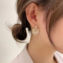 Elegant Heart Shape Irregular Design CZ Earrings 8 Elegant Heart Shape Irregular Design CZ Earrings DIVIJEWL_EARR49.3
