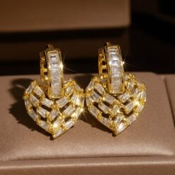 Elegant Heart Shape Irregular Design CZ Earrings DIVIJEWL_EARR49.4