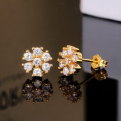 1 Pair Simple Style Flower Inlay CZ Stud Earrings DIVIJEWL_EARR50