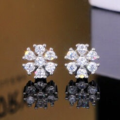 1 Pair Simple Style Flower Inlay CZ Stud Earrings DIVIJEWL_EARR50.1