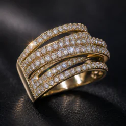 18K Plated Multi Layer CZ Diamond Ring DIVIJEWL_RING78.11