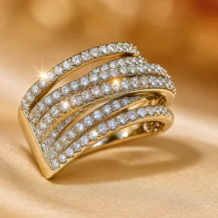 18K Plated Multi Layer CZ Diamond Ring DIVIJEWL_RING78.12