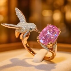 Pink Glam Sweet Bird CZ Ring DIVIJEWL_RING83.6