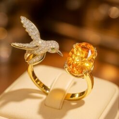 Glam Sweet Bird CZ Ring DIVIJEWL_RING83 8 Pink Glam Sweet Bird CZ Ring DIVIJEWL_RING83.8