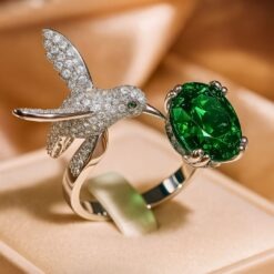 Glam Sweet Bird CZ Ring DIVIJEWL_RING83 9 Pink Glam Sweet Bird CZ Ring DIVIJEWL_RING83.9