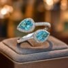 Classic Water Drop Shaped Light Blue CZ Ring 1 Classic Water Drop Shaped Light Blue CZ Ring DIVIJEWL_RING84.2