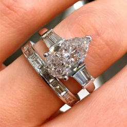 Pear Drop Set of 2 Simple Style Shiny Geometric Ring DIVIJEWL_RING86