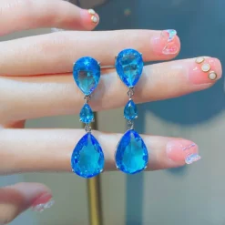 Alternative view of 1 Pair Gorgeous Sky Blue Water Drop Earrings