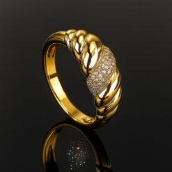 Trendy Screw Thread Zircon Gold Plated Ring DIVIJEWL_RING82.6