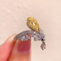 Elegant Water Droplets Yellow Crown Ring DIVIJEWL_RING87 10 Elegant Water Droplets Yellow Crown Ring DIVIJEWL_RING87.3