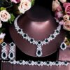 4 Pcs Flower Drop Emerald Green Big CZ Necklace Set 1 4 Pcs Flower Drop Emerald Green Big CZ Necklace Set