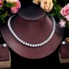 Stunning Big Carat Round CZ Tennis Necklace Set 1 Stunning Big Carat Round CZ Tennis Necklace Set DIVIJEWL_NECK58