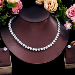 Stunning Big Carat Round CZ Tennis Necklace Set DIVIJEWL_NECK58