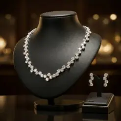 Top Grade Round Cut CZ Tennis Necklace Set DIVIJEWL_NECK59.1