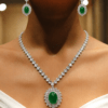 Creative Design Green Emerald Stone Pendant Tennis Necklace 1 Creative Design Green Emerald Stone Pendant Tennis Necklace DIVIJEWL_NECK62.2