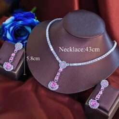Shimmering Pink White 18K CZ Diamond Necklace Set DIVIJEWL_NECK65.1