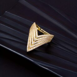 Vintage Style Triangle Gold Plated CZ Ring DIVIJEWL_RING88 9 Vintage Style Triangle Gold Plated CZ Ring DIVIJEWL_RING88.1