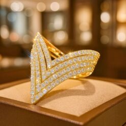 Vintage Style Triangle Gold Plated CZ Ring DIVIJEWL_RING88.10