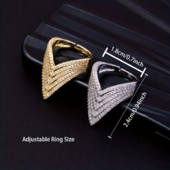 Vintage Style Triangle Gold Plated CZ Ring DIVIJEWL_RING88 11 Vintage Style Triangle Gold Plated CZ Ring DIVIJEWL_RING88.4