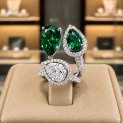 Water Droplets Shape Green Zircon Ring DIVIJEWL_RING90.5