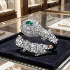 Geometric Snake Shaped Plated CZ Ring DIVIJEWL_RING98.2