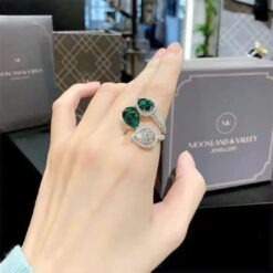Water Droplets Shape Green Zircon Ring DIVIJEWL_RING90 7 Water Droplets Shape Green Zircon Ring DIVIJEWL_RING90