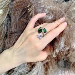 Water Droplets Shape Green Zircon Ring DIVIJEWL_RING90.1