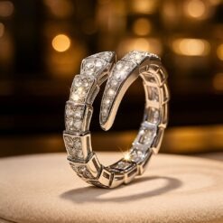 Geometric Snake Shaped Plated CZ Ring DIVIJEWL_RING91