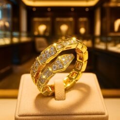 Geometric Snake Shaped Plated CZ Ring DIVIJEWL_RING94