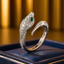 Geometric Snake Shaped Plated CZ Ring DIVIJEWL_RING95