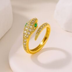 Geometric Snake Shaped Plated CZ Ring DIVIJEWL_RING96