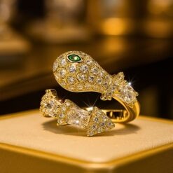 Geometric Snake Shaped Plated CZ Ring DIVIJEWL_RING97