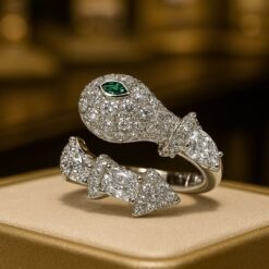 Geometric Snake Shaped Plated CZ Ring DIVIJEWL_RING98