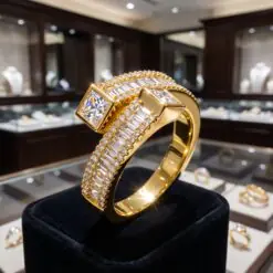 Simple Style Geometric Solid CZ Diamond Ring DIVIJEWL_RING104.1