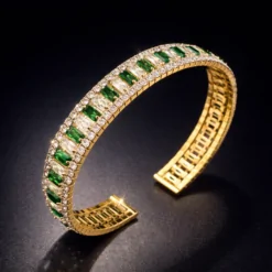 18k Gold Plated Green Emerald Cut CZ Diamond Bracelet DIVIJEWL_BRAC34