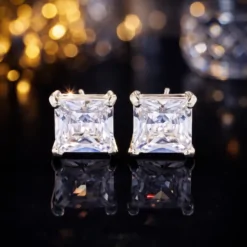 Geometric White Gold Plated Fashion Ear Studs DIVIJEWL_EARR54