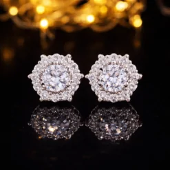 Geometric White Gold Plated Fashion Ear Studs DIVIJEWL_EARR55