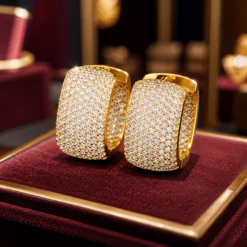 Geometric U Shaped CZ Diamond Hoop Earrings DIVIJEWL_EARR57.5