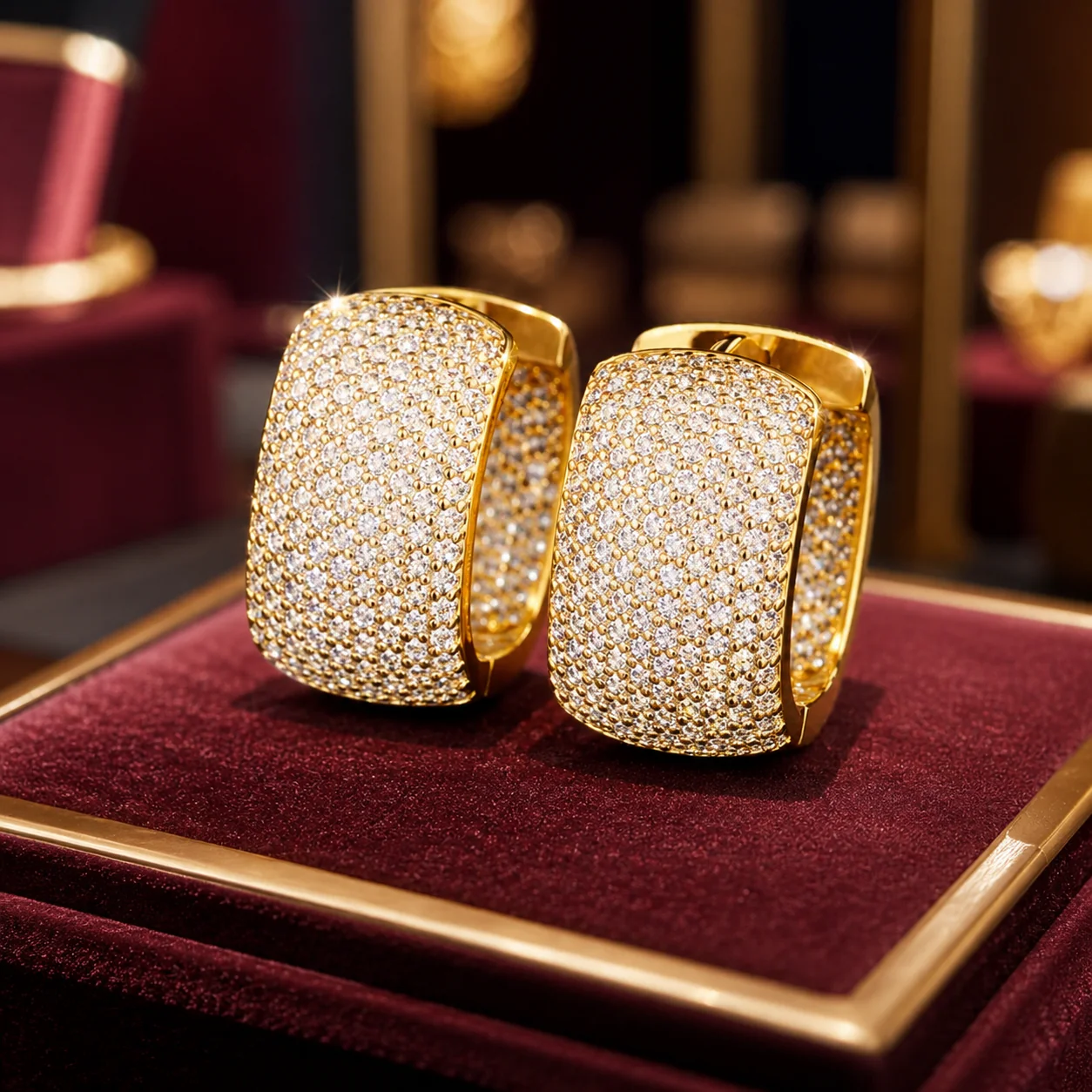 Geometric U Shaped CZ Diamond Hoop Earrings DIVIJEWL_EARR57 3 Geometric U Shaped CZ Diamond Hoop Earrings DIVIJEWL_EARR57.5